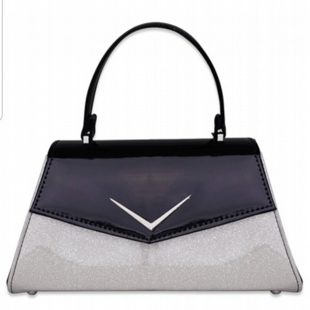Liquorbrand Silver glitter chevron pinup purse